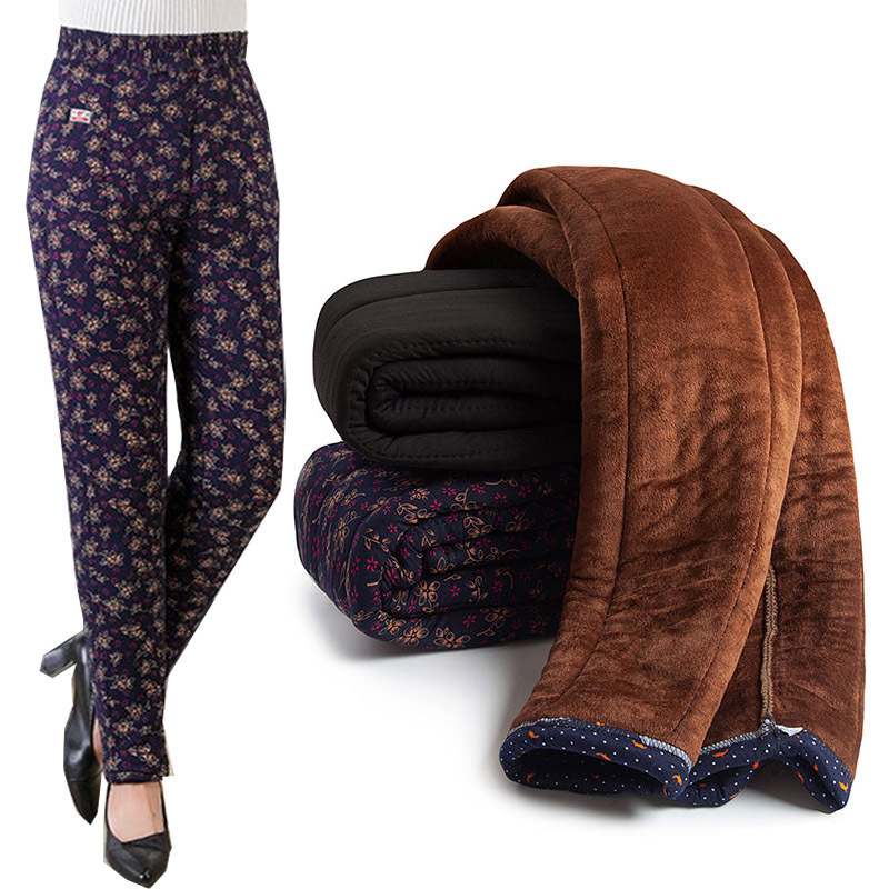 秋冬季中老年驼绒棉裤女士加厚加绒保暖裤大码妈妈高腰外穿裤子