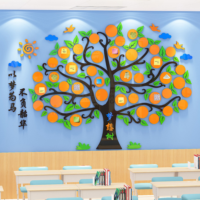 梦想树许愿心愿墙鼓励班级文化墙布置成长背景板教室装饰墙贴小中