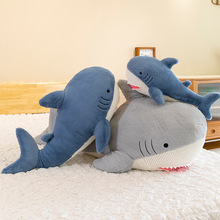 鲨鱼抱枕兔毛软萌大号鲨鱼公仔毛绒玩具儿童陪睡玩偶海洋馆纪念品