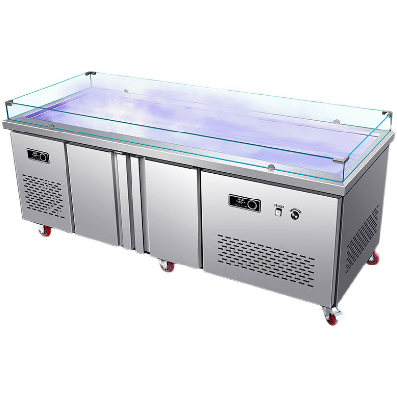 加工定制    海鲜冰台商用不锈钢冰鲜台超市饭店冷冻展示柜 冰台