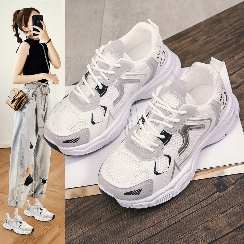 Women‘s Shoes New 2023 Mesh Breathable Sneakers Thick Bottom Korean Fashion Casual Shoes Ladies Dad Shoes