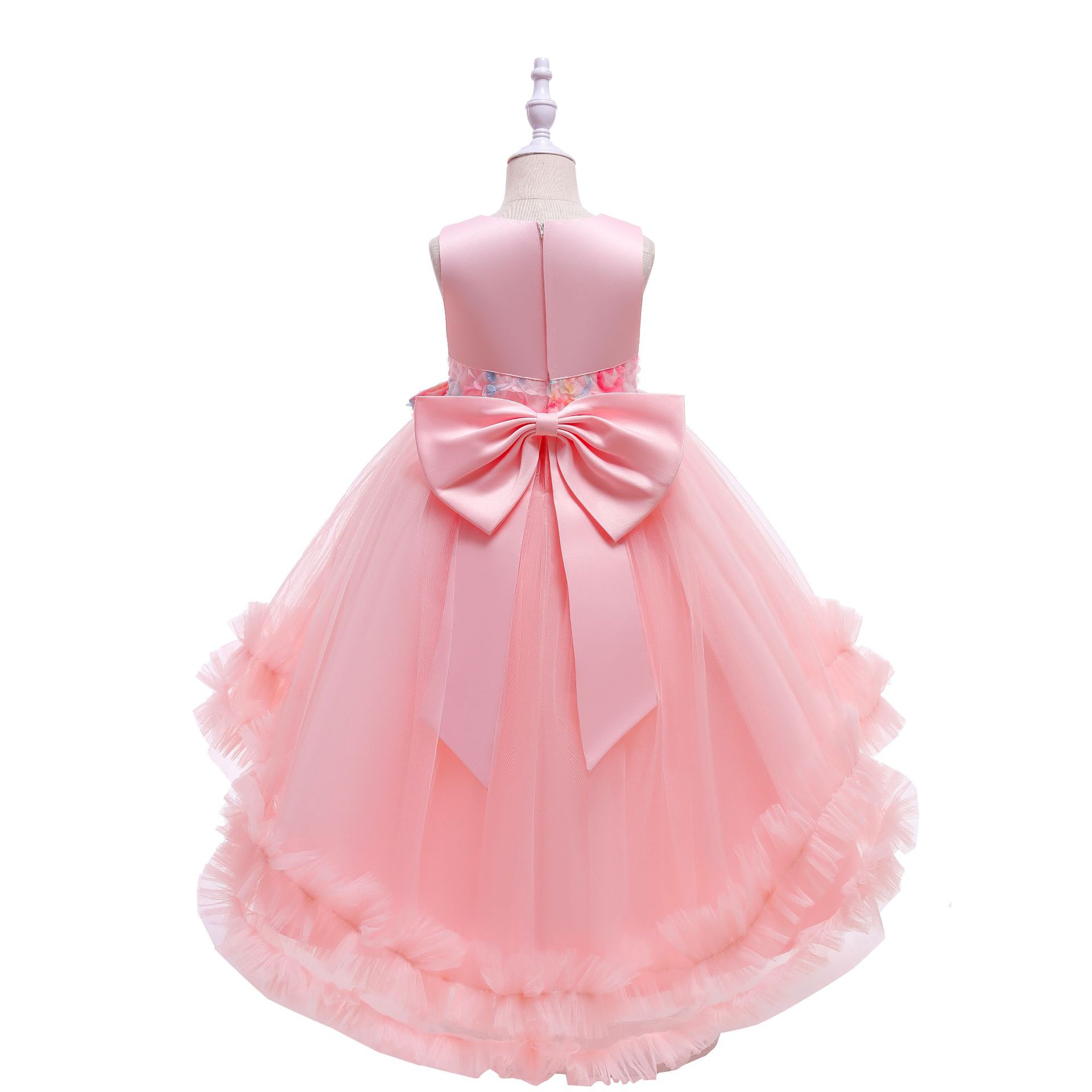 跨境童装儿童礼服公主裙 女童连衣裙花童蓬蓬婚纱拖尾钢琴演出服