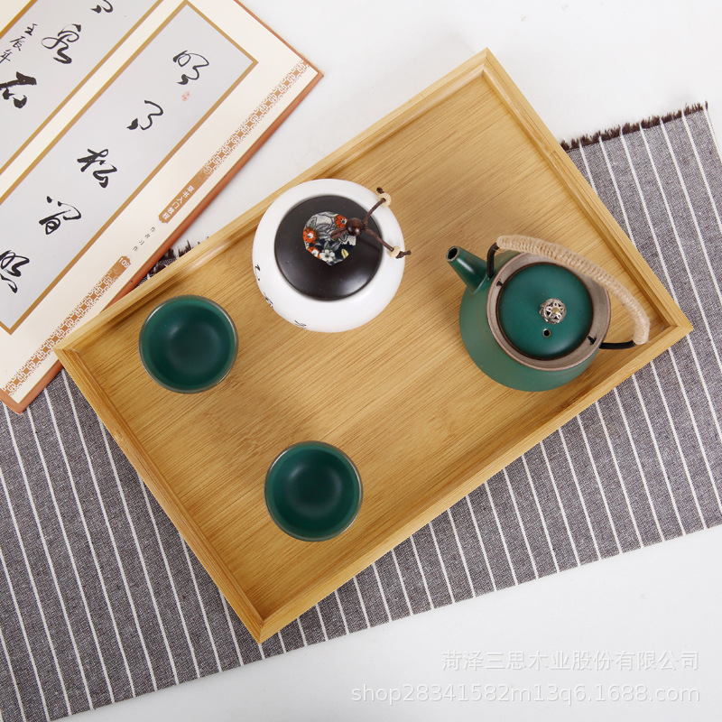 Bamboo Tea-Tray Japanese Tray in Stock Bamboo Tray Wooden Fruit Plate Wholesale Chinese Tea Cake Tray Bamboo Tray