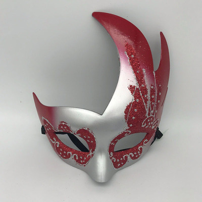 万圣节面具半脸火焰面具儿童公主派对化妆舞会面具女假面道具塑料