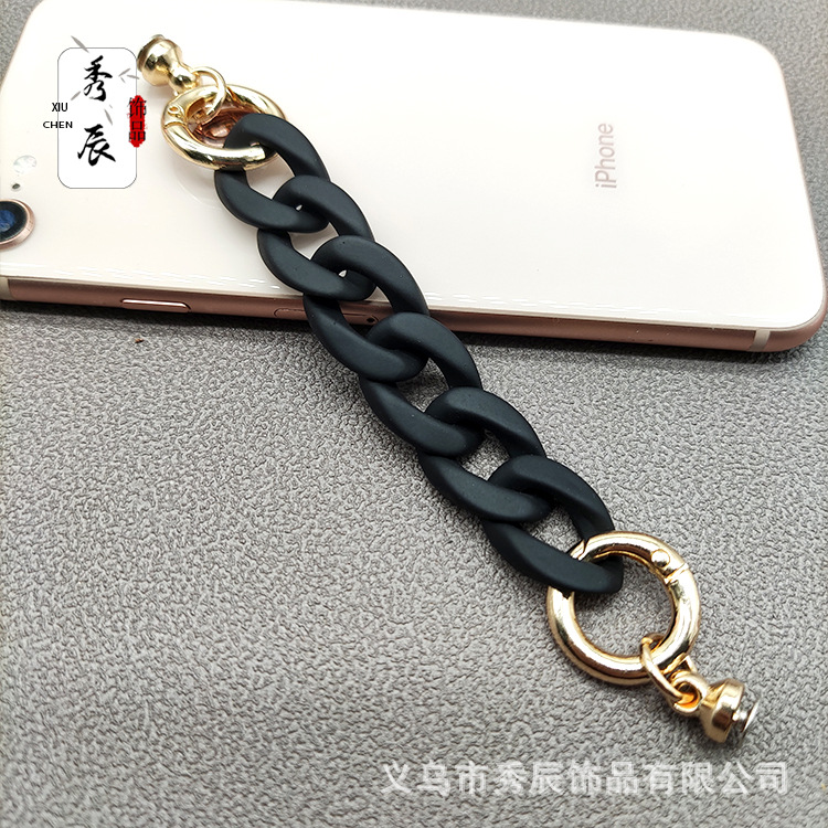 Small Fishbone Acrylic Rubber Frosted Mobile Phone Charm Bag Chain Chain on Neck Crossbody DIY Ornament Accessories Color Chain