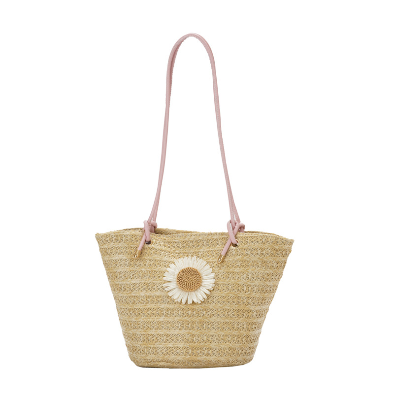 Large Capacity Woven Gentle and Stylish Elegant Straw Woven Flower Shoulder Bag 2023 Summer New Underarm Bag Tote Bag