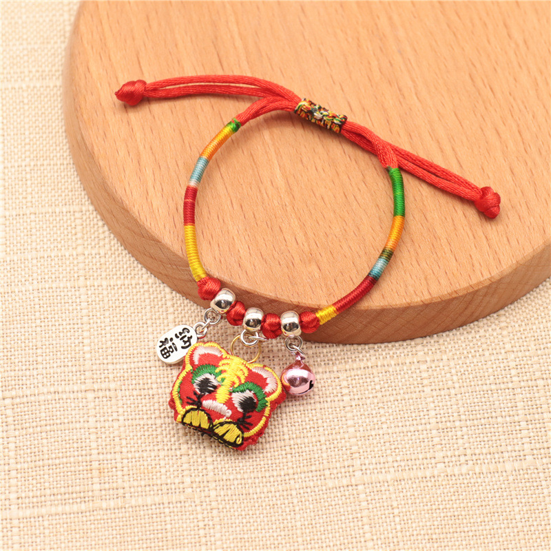 Dragon Boat Festival Bell Sachet Colorful Rope Bracelet Children's Embroidery Tiger Safety Zongzi Carrying Strap Wholesale