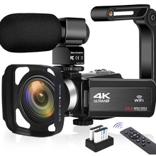跨境产品4K 摄像机适48MP高清数码相机视频录像机,带麦克风触摸屏