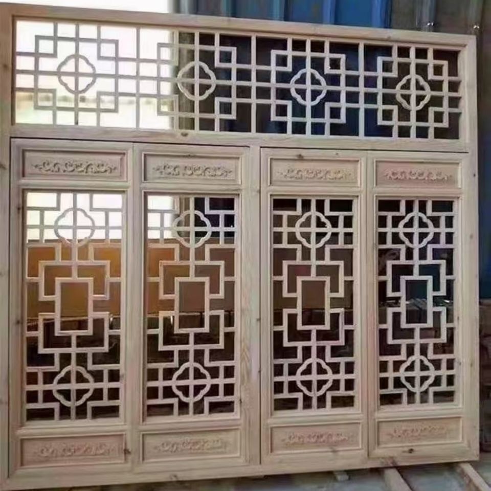 屏风仿古门实木门隔断东阳木雕花格新实木花格窗玄关中式欧式