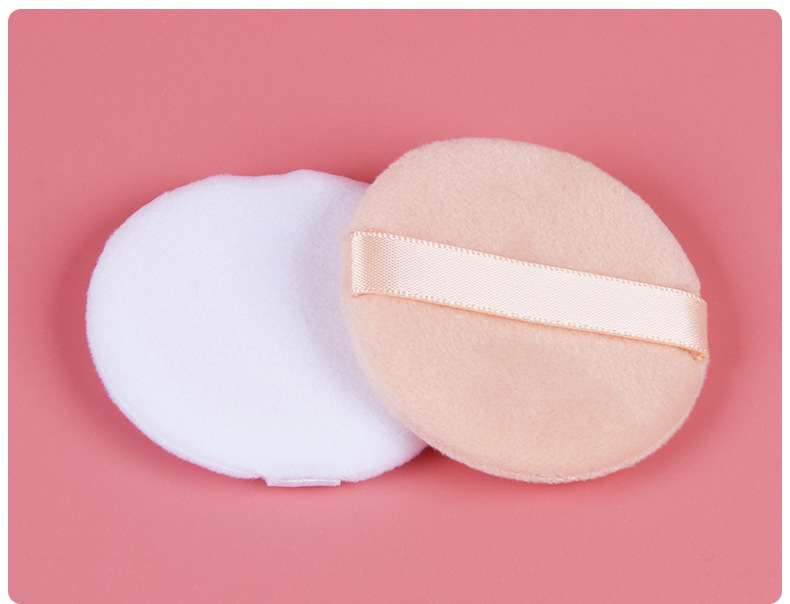 柔软纯棉压制植绒粉扑美妆工具植绒化妆粉扑圆形定妆散粉扑批发