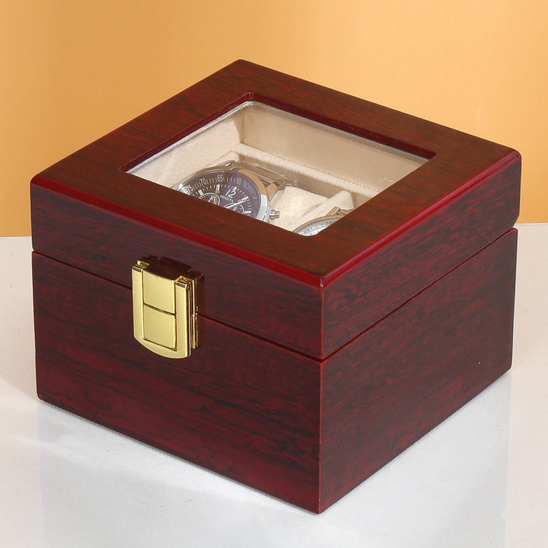 Spot Paint Two Two Watches Storage Box Red Wooden Display Watch Box Solid Wood Paint Wooden Box