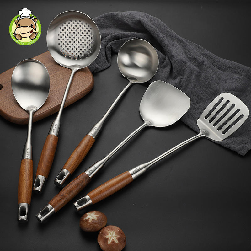 梨花木304不锈钢厨具套装 家用锅铲漏勺炒菜勺子厨房烹饪工具