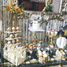 订婚摆台金色婚礼甜品台摆件展示架蛋糕盘茶歇自助餐下午茶点心架