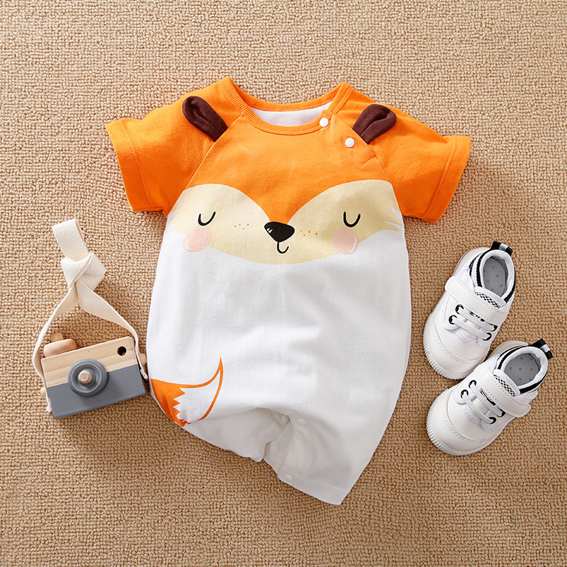 Baby Jumpsuit Summer Ins Style Baby Clothes Newborn Short-Sleeved Romper Cute Thin Romper Foreign Trade