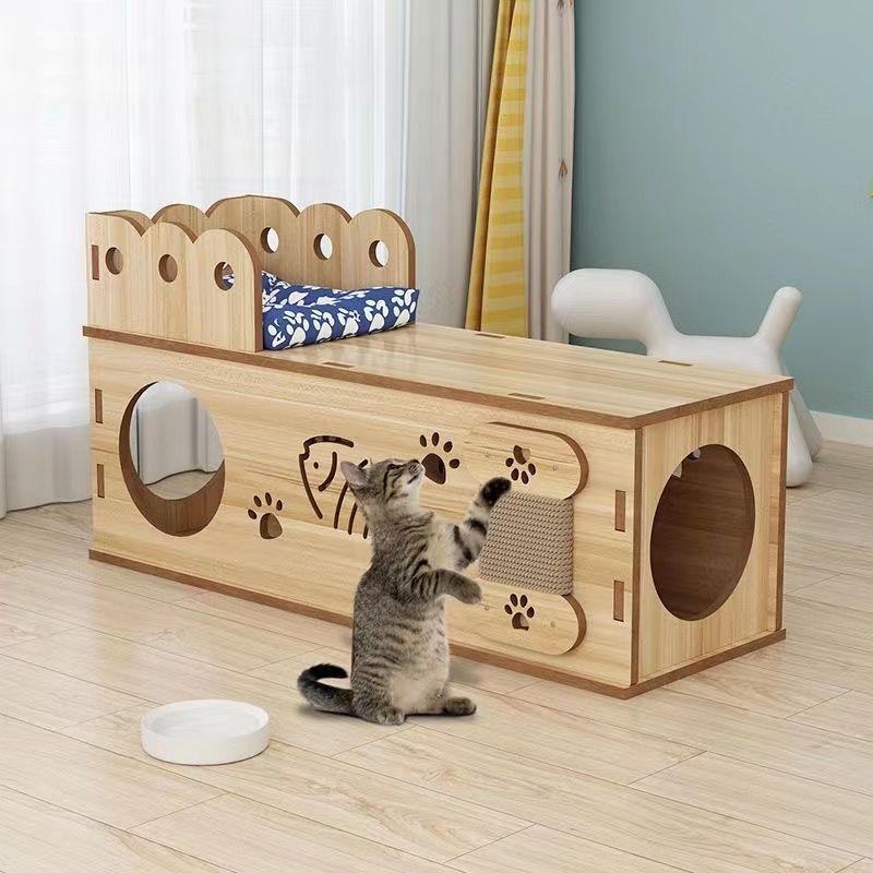 Cat Nest Summer Cool Nest Cat a Facility for Children to Bore Four Seasons Universal Cat Tunnel Cat Scratch Board Nest Cat House Villa Small Dog Pet Bed