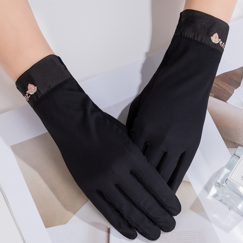 冰丝防晒手套女士夏季长薄款触屏防滑开车骑行骑车电动车透气蕾丝