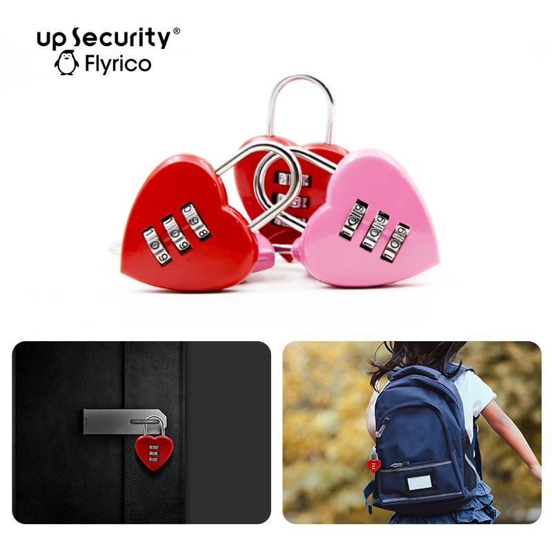 爱情同心锁 心形旅游礼品锁 生日结婚密碼鎖 三码密码锁迷你 520u