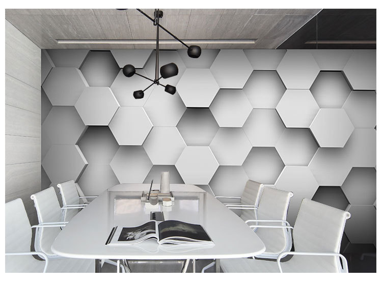 3d立体凹凸几何墙纸黑色科技感办公室背景墙壁纸公司前台装饰墙布