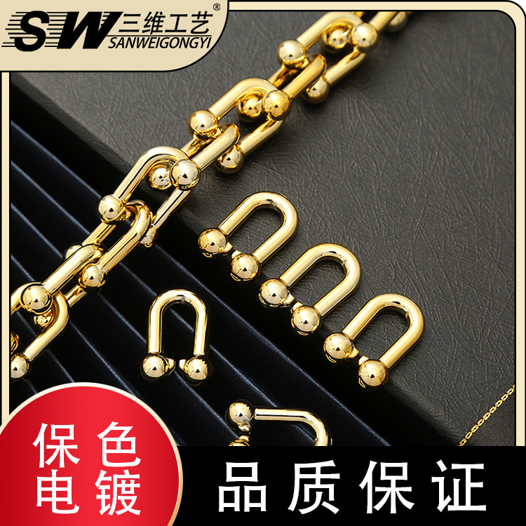 Open Chain Acrylic Chain U-Shaped Connecting Shackle Bamboo Joint Chain Buckle Earrings Ring Buckle Uvkc Electroplating Wholesale