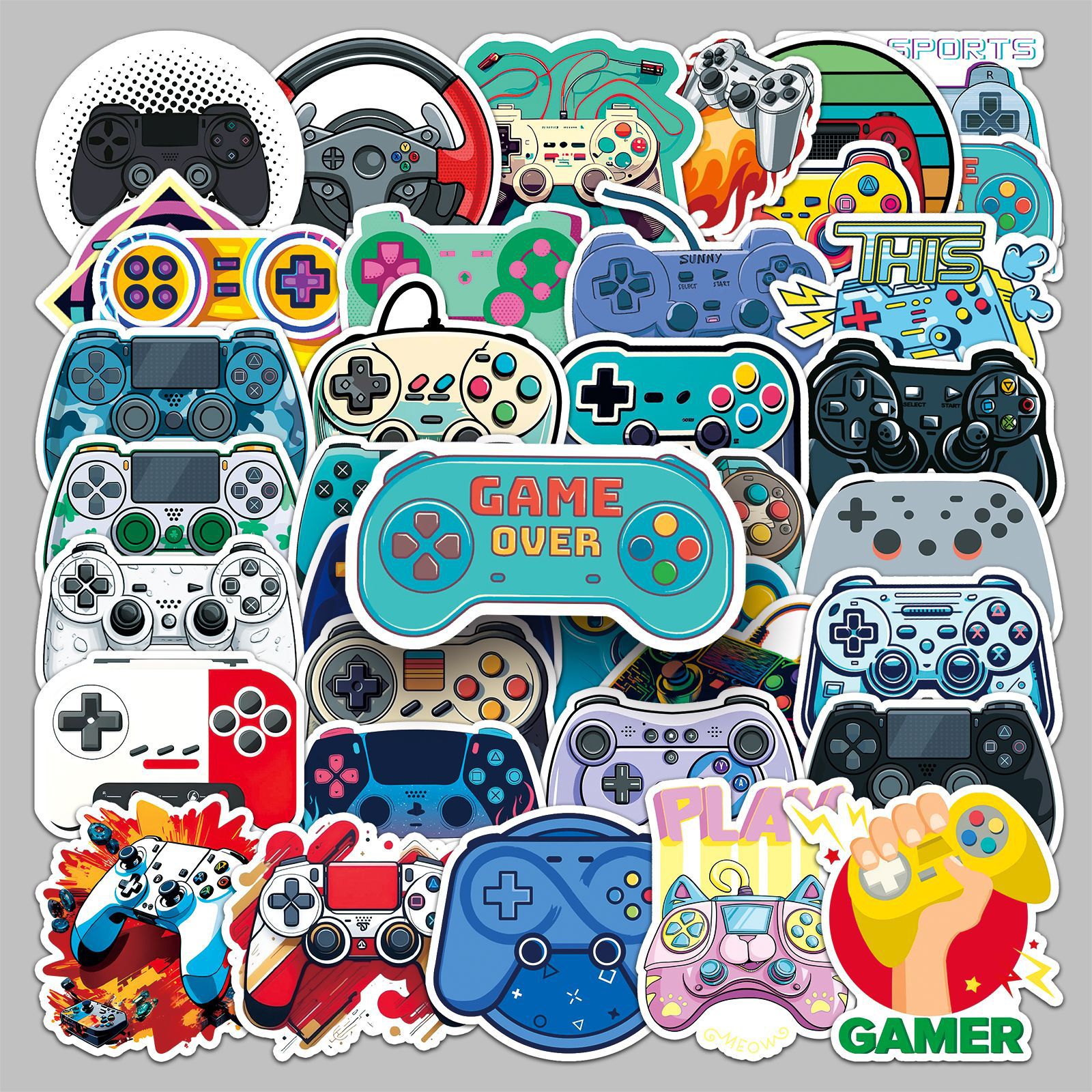 50张卡通游戏手柄贴纸潮流创意防水装饰行李箱笔记本手机文具贴纸