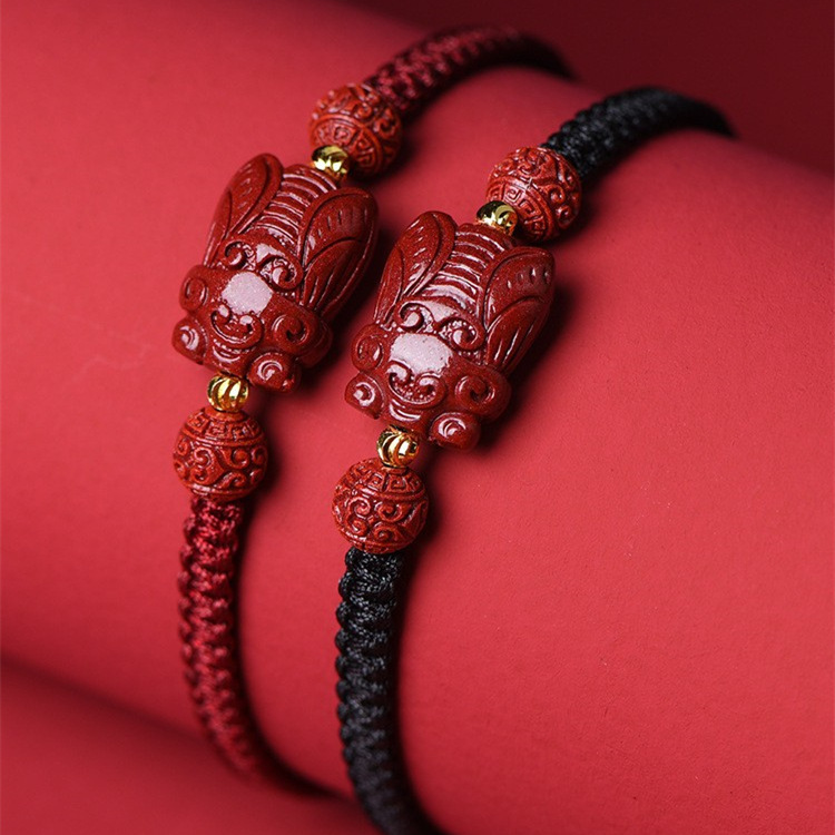 朱砂一鸣惊人红绳手链男饰品蝉鸣迎禄女情侣礼物本命年朱砂手绳