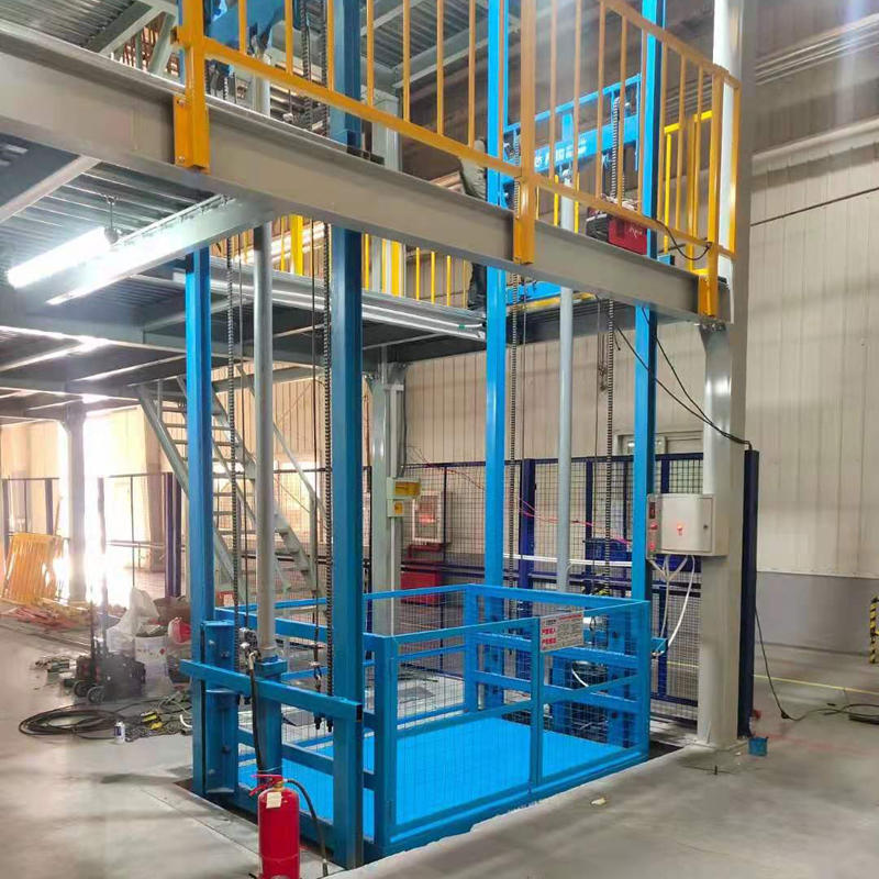 静音导轨式升降平台厂房井道液压链条升降货梯2吨货物提升机二层