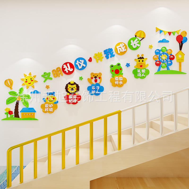 幼儿园文明礼仪墙贴画安全教育教室环境布置材料环创主题墙面装饰