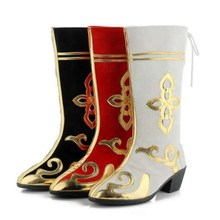 蒙古舞蹈靴藏族靴子羌族舞鞋新疆舞靴少数民族长筒男女走秀打鼓鞋