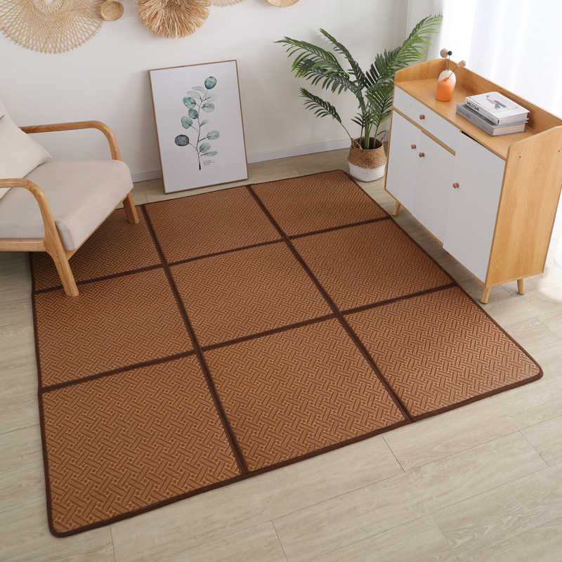 Japanese-Style Household Full-Bed Rattan Mat Summer Breathable Bedroom Tatami Rattan Mat Freely Spliced Straw Mat