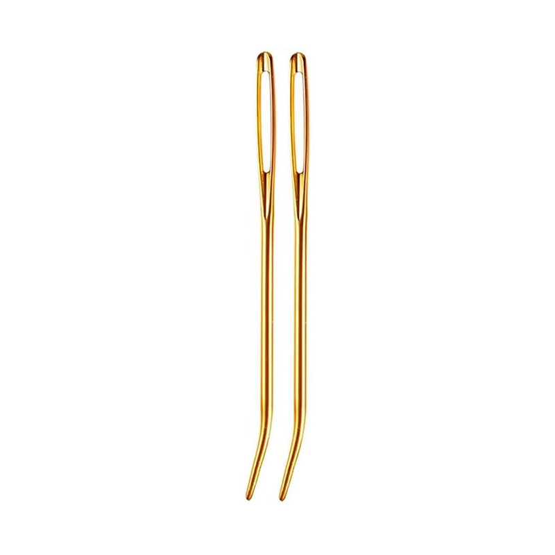 SKC Large-Eye Curved Needle Sweater Suture Needle Sewing Needle Hand Knitting Yarn Knitting Needle Knitting Tools 2 Pcs/bag