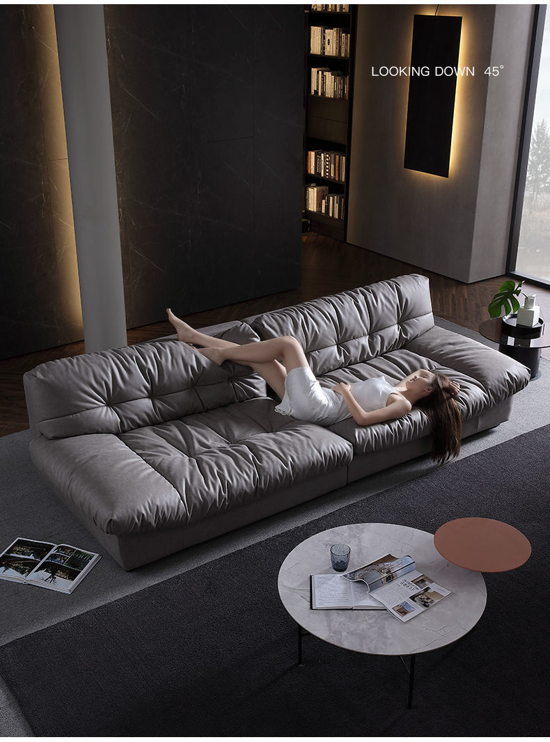 大沙发羽绒布艺沙发意式简约网红小户型免洗科技布沙发组合