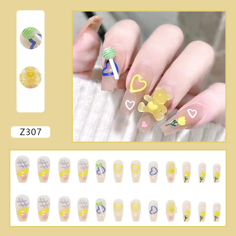 Wear Armor Internet Celebrity Popular Girl White Fake Nails Wholesale Nail Stickers Detachable Finished Product Summer New Product