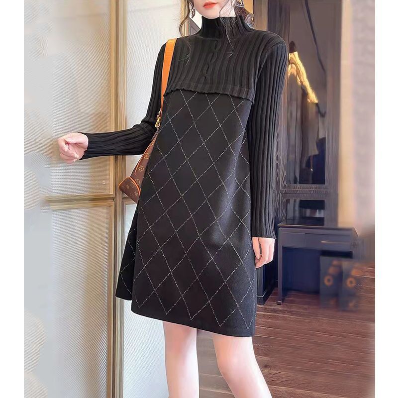 针织连衣裙秋冬新款洋气女装韩版打底内搭毛衣裙子冬天穿的冬裙