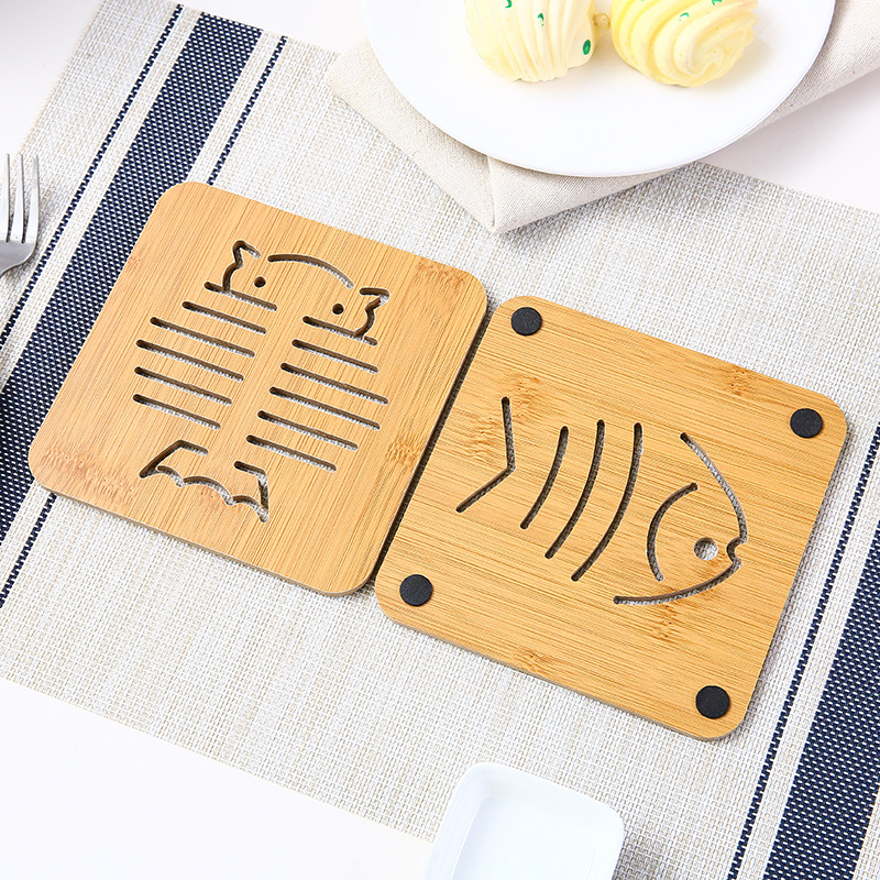 Home Wooden Cartoon Insulation Mat Table Mat Non-Slip Pot Mat Creative Cute Mat Tea Cup Mat Bowl Mat Coaster