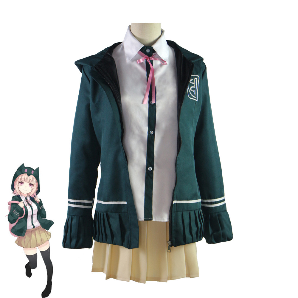 弹丸论破2七海千秋cosplay服戏服装女绿色 jk制服校服动漫服装