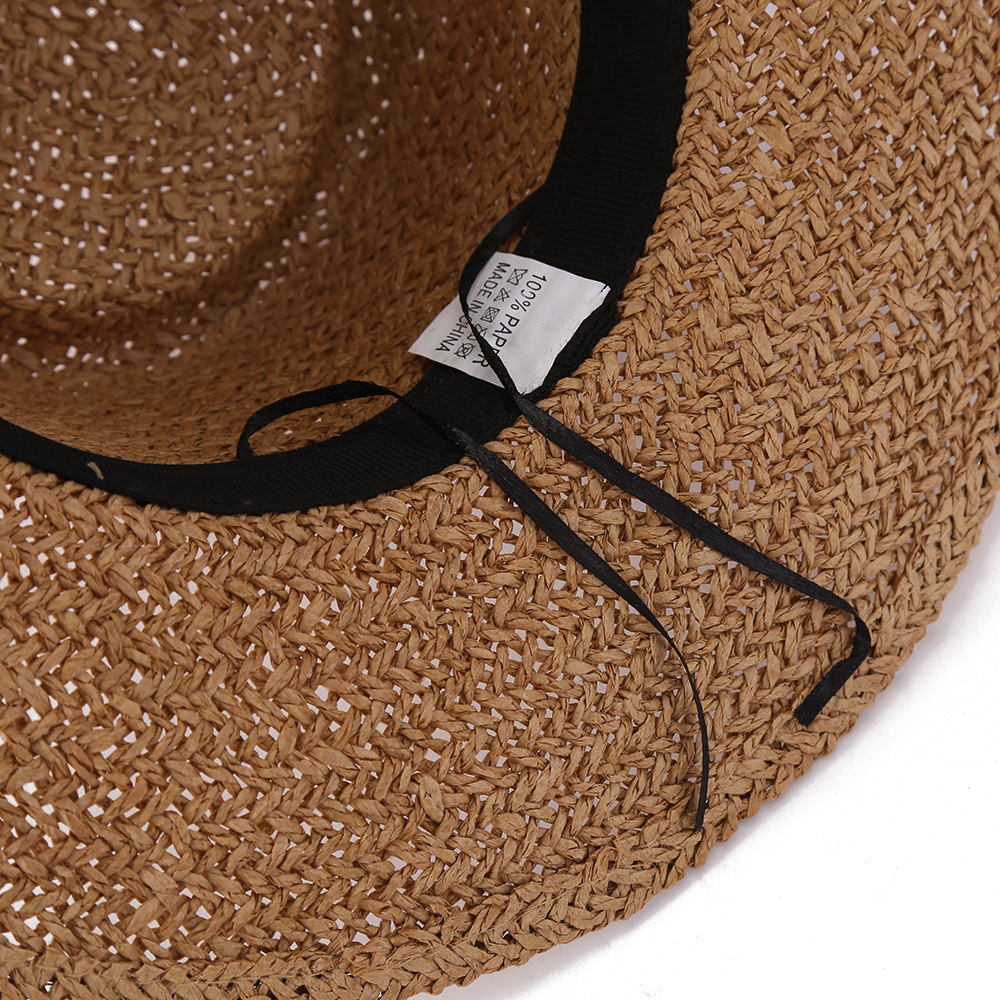 French Straw Hat Women's Fashion Sun Protection Hat Artistic Beach Weaving Sun Hat Summer Flat Top Big Brim Hat Wholesale