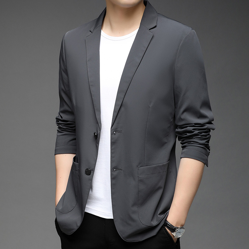 恒源祥亮面休闲西服男款2022秋冬新款轻商务纯色外套男春秋小西装