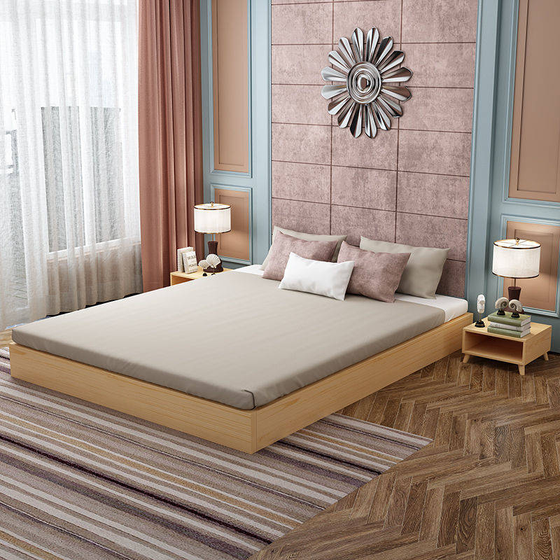 日式双人床榻榻米实木床落地床矮床超低床地铺床出租屋低床地台床