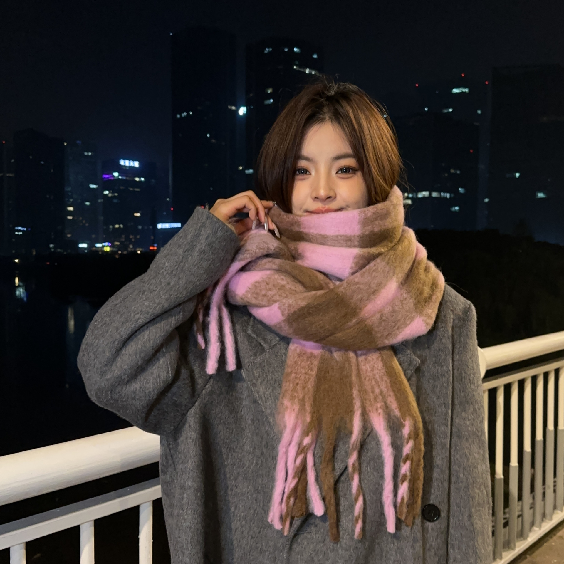 Autumn and Winter New Cashmere-like Plaid Scarf for Women Winter Korean Style Versatile High-Grade Shawl Thickened Warm Scarf Fashion
