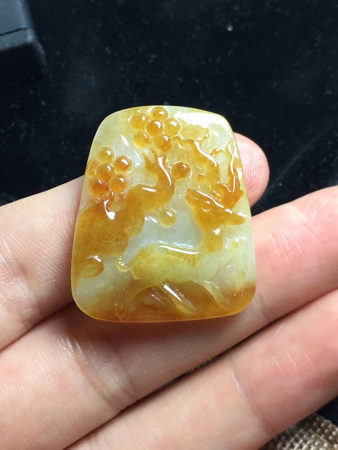 天然a货翡翠高冰种饱满好冰艳黄翡翠一路有你18k金镶玉男女款珠宝