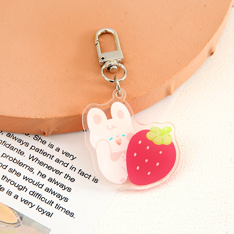 Korean Ins Cute Rabbit Puppy Cartoon Acrylic Keychain Wholesale Pendant Schoolbag Accessories Gift