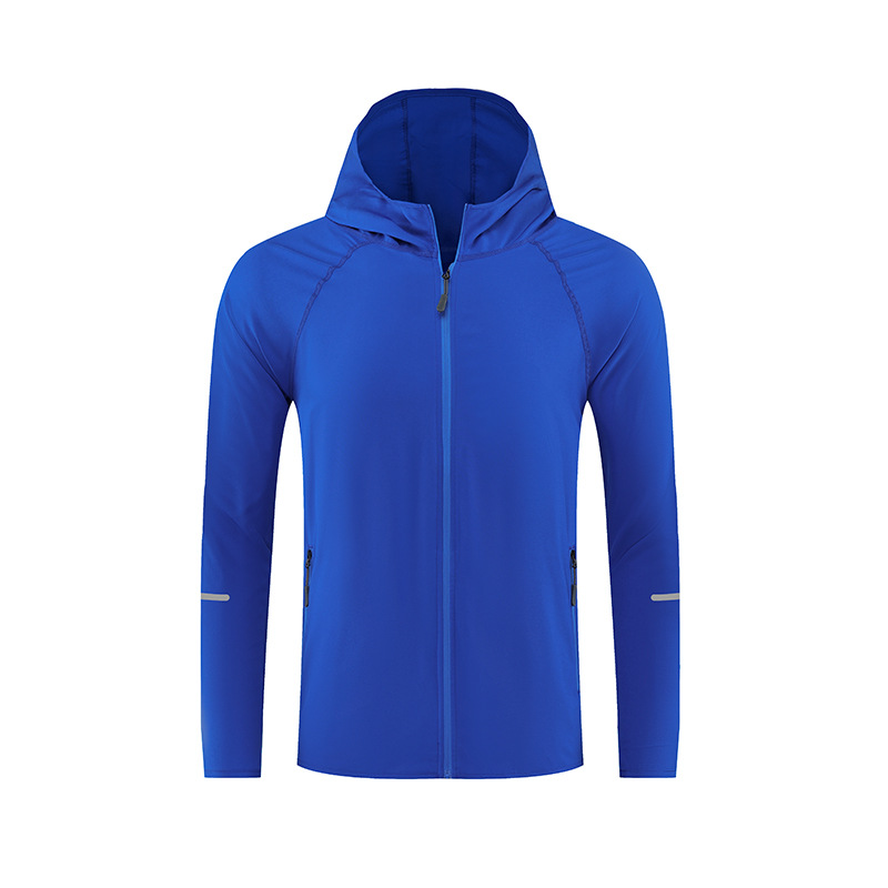 Men's and Women's Running Windbreaker Lightweight Sports Coat Fluorescent Sun Protection Clothing Autumn Breathable Long Sleeves Zipper Hoodie