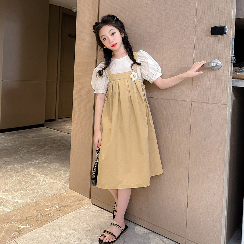 女童夏季连衣裙2024新款韩版洋气大童背带裙两件套时尚女孩公主裙