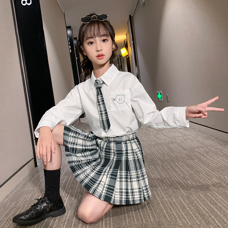 儿童jk制服13小学生9中大童十岁女孩春秋11女童15学院风8套装裙12