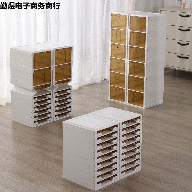 免安装鞋盒透明抽屉式鞋子收纳盒aj鞋柜网红收纳省空间折叠鞋架