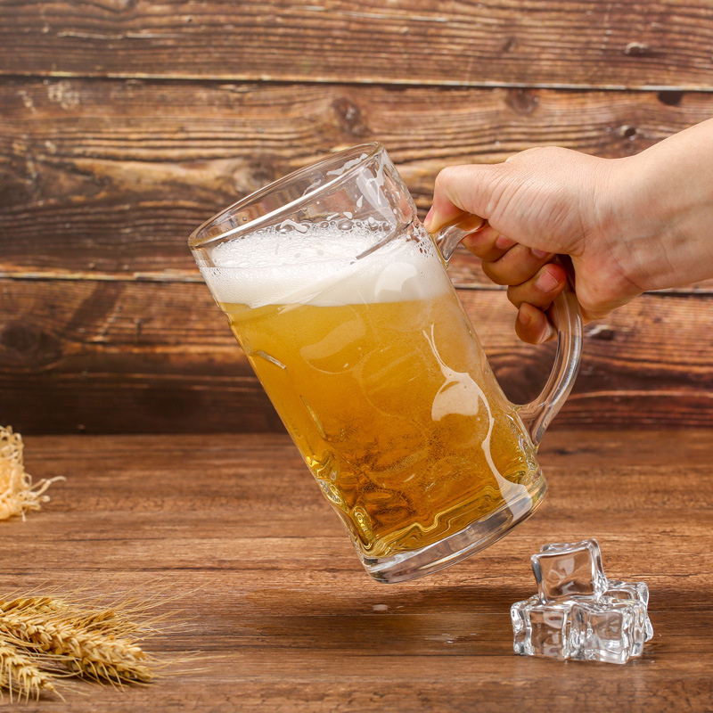 蚌埠批发玻璃扎啤杯1000ml啤酒玻璃杯大容量1升杯可定制图案礼品