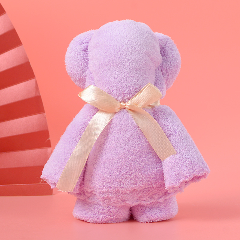 Coral Velvet Bear Towel Gift Box with Hand Gift Wedding Favors Activity Opening Creative Shape Present Towel Wholesale