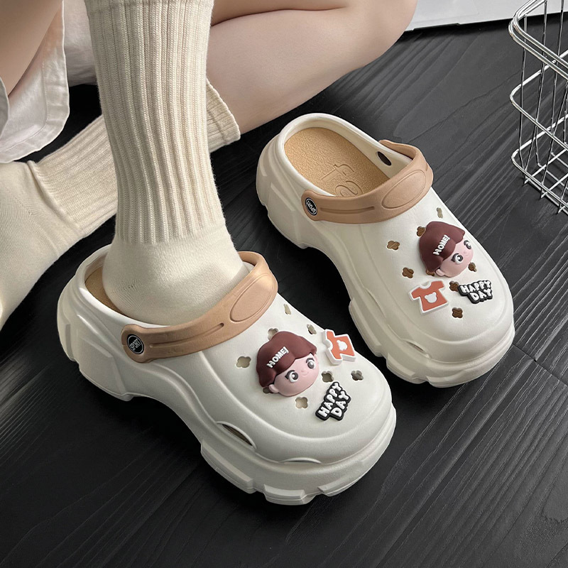 春夏厚底简约女款外穿洞洞鞋 卡通可爱男孩女孩diy鞋花-阿里巴巴