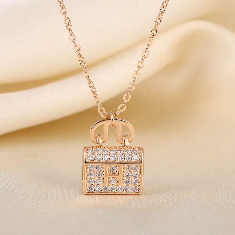 抖音同款925银ins风h字母包包项链女轻奢时尚精工品质满钻锁骨链