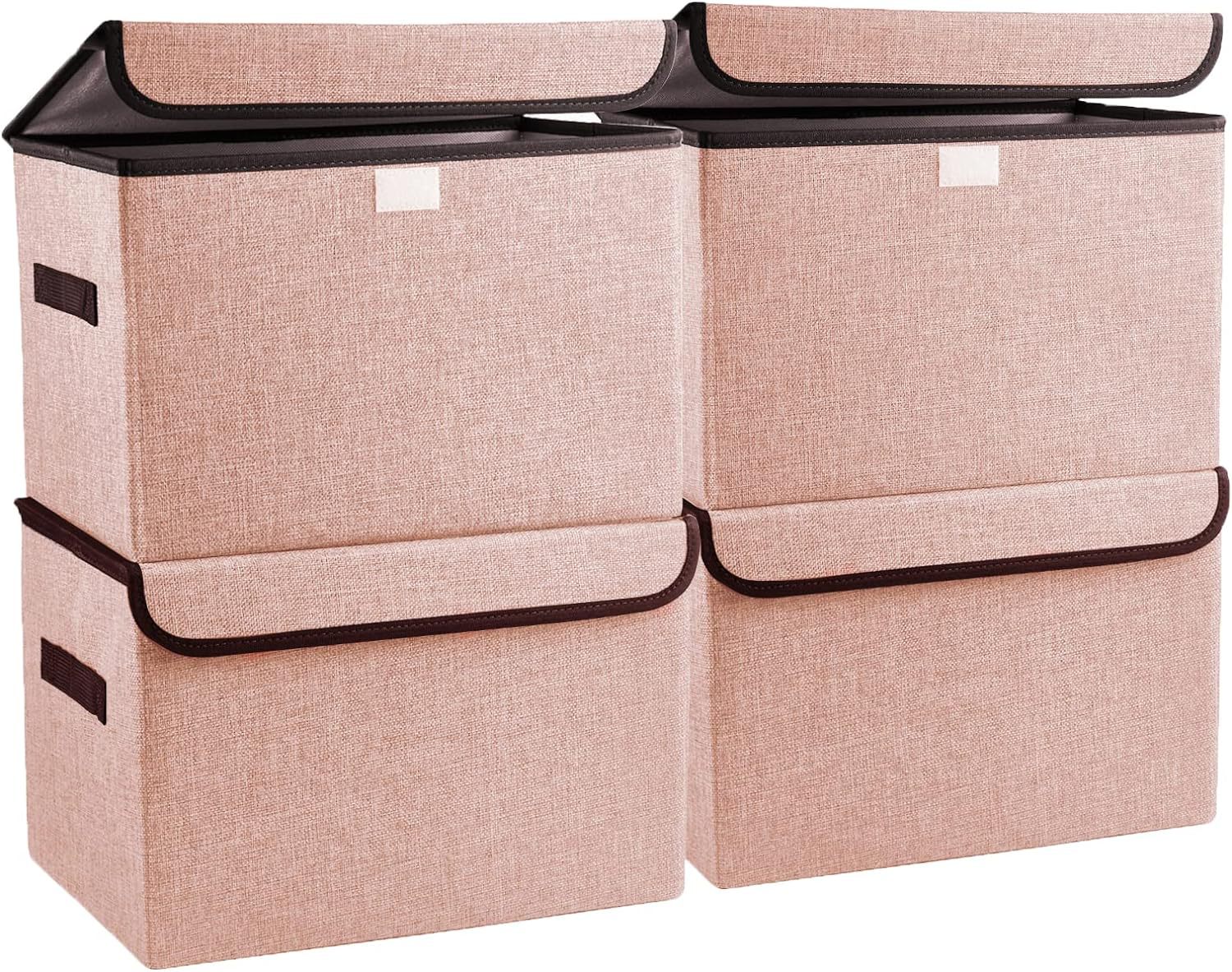 Imitation Linen Fabric Storage Box Flip Clothes Storage Box Non-Woven Foldable Toy Storage with Handle